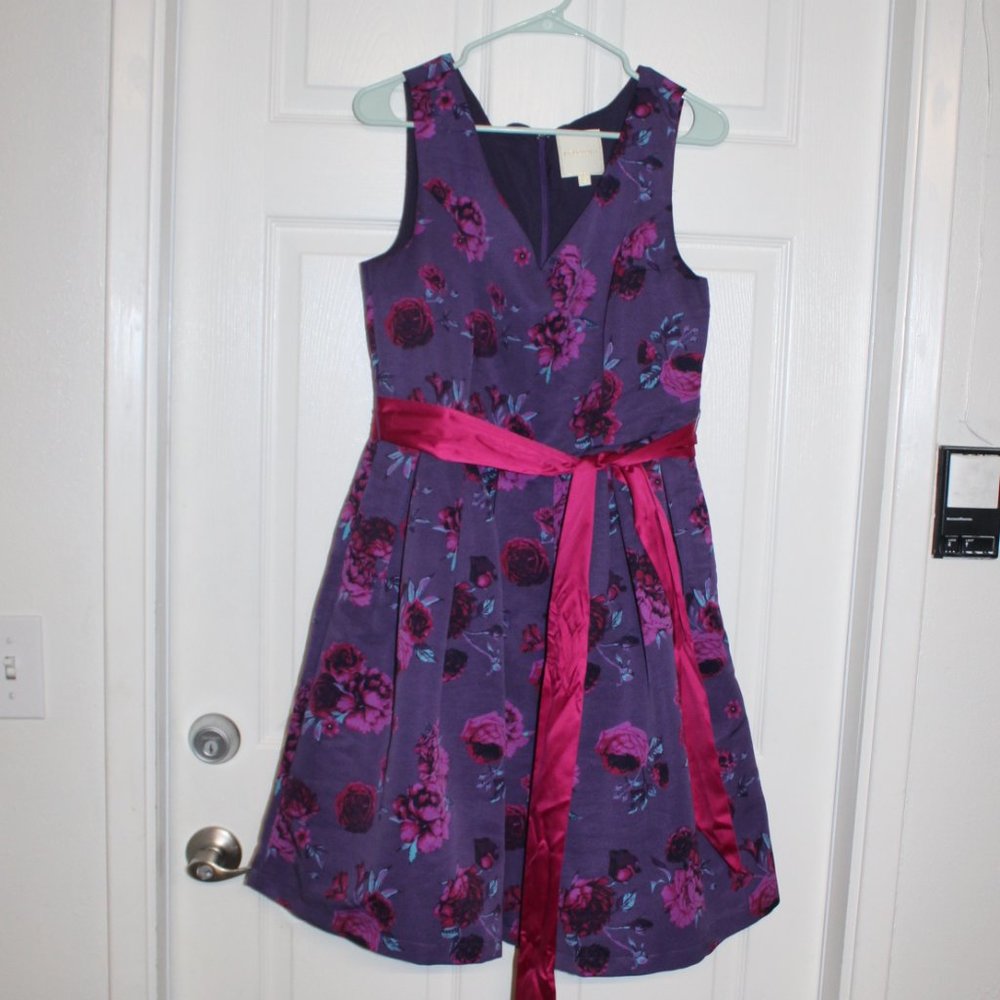 Modcloth Purple Floral Dress with Pink Accents